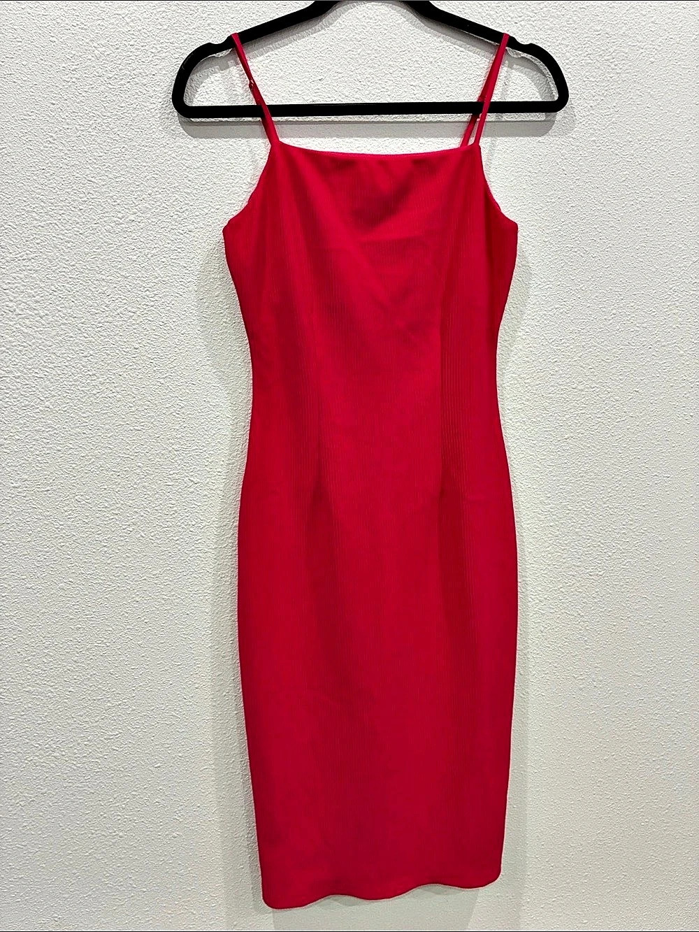 Open Edit Ribbed Midi Slip Dress in Pink Size Small Like New
